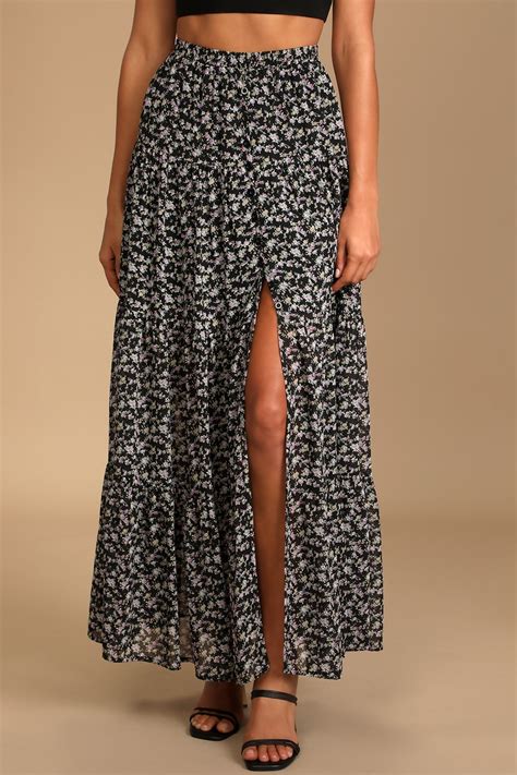 Dark Floral Maxi Skirt Uk