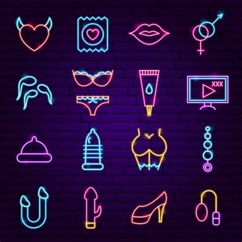 Premium Vector Sex Shop Neon Icons Vector Illustration Of Adult Toys Promotion