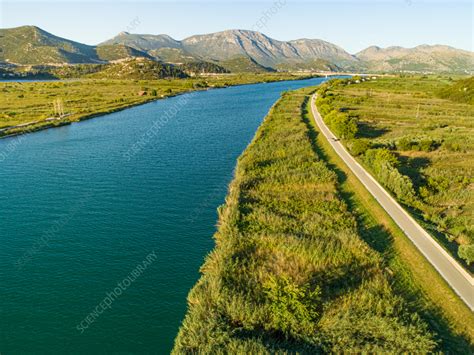 Aerial View Of Neretva Delta Valley River Near Ploce Croatia Stock