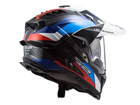 LS2 Helm MX701 Carbon Explorer Frontier Schwarz Rot Blau