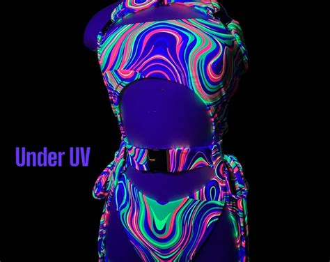 Uv Reflective Dakota Set Rave Outfit Garter Outfit Festival Suit