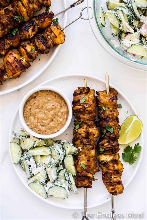 Thai Chicken Skewers With Peanut Satay Sauce The Endless Meal