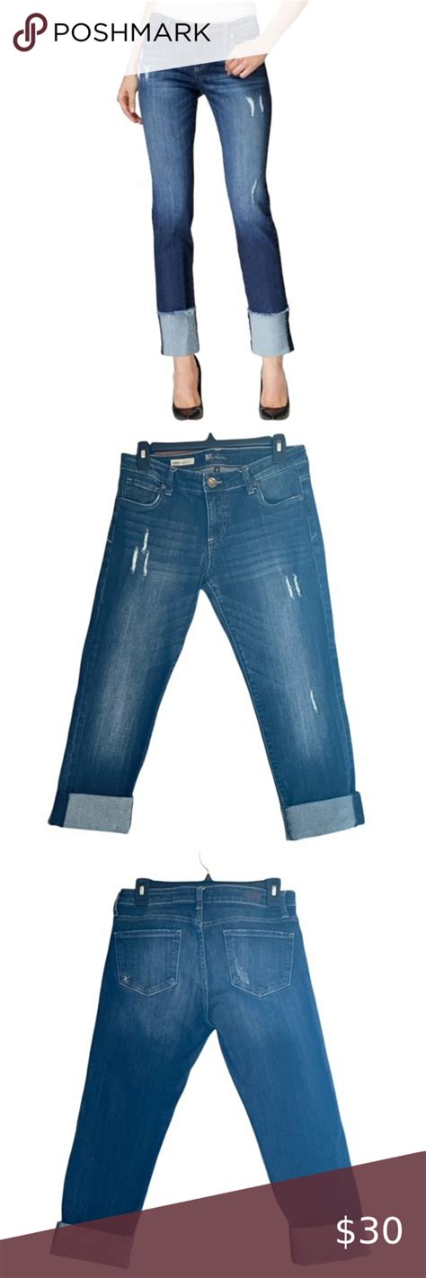 Kut From The Kloth Cameron Straight Leg Cuffed Jeans Size Cuffed