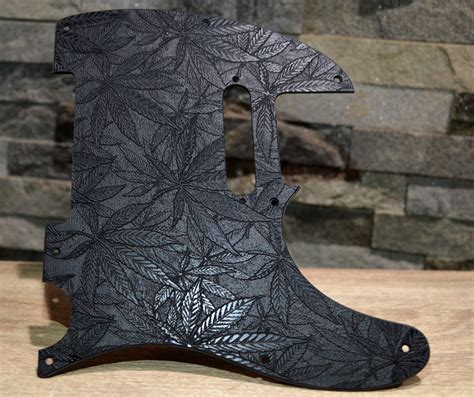 Black Cannabis Leaf Textured Pickguard Fits Fender Telecaster Usa