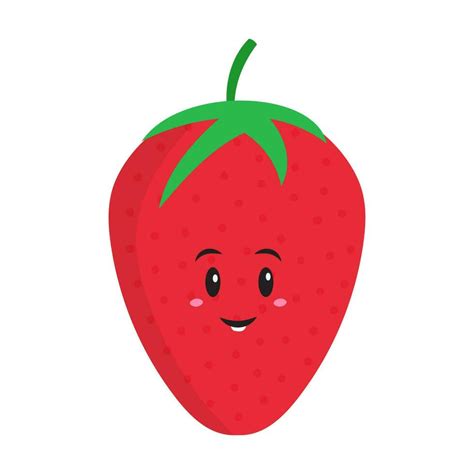 Smiley Face Strawberry Cartoon In Flat Style. 23225137 Vector Art at Vecteezy