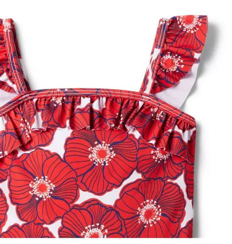 Girl Moto Red Poppy Recycled Poppy Peplum Swimsuit By Janie And Jack