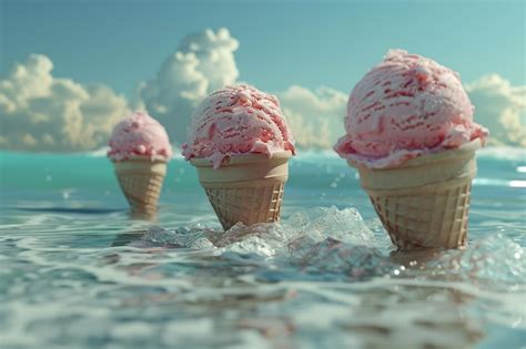 Enjoying Ice Cream On A Hot Day Premium AI Generated Image