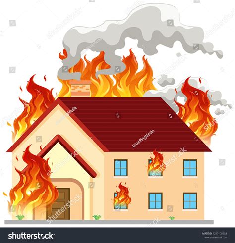 Isolated Modern House On Fire Illustration Ad Spon Modern