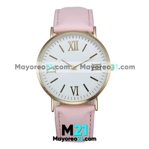 Reloj Números Romanos Rosa Extensible Piel Sintética Dorado R3478