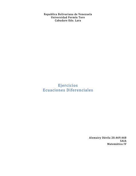 Ejercicios Ecuaciones Diferenciales Pdf Descarga Gratuita