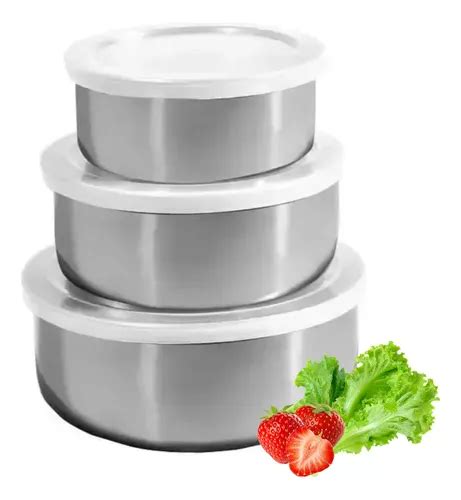 Conjunto De Tigelas Bowls Pote Vasilha Inox Tampa Jogo 3 Pcs MercadoLivre