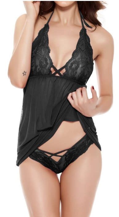 A Sexy Lacy Nightdress With A Plus Size Hem And A Neck Sexy Lingerie Set And Sexy Bra Panty Sets