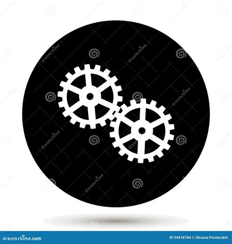 Two Gear Icon Flat Design Style Stock Vector Illustration Of Gear