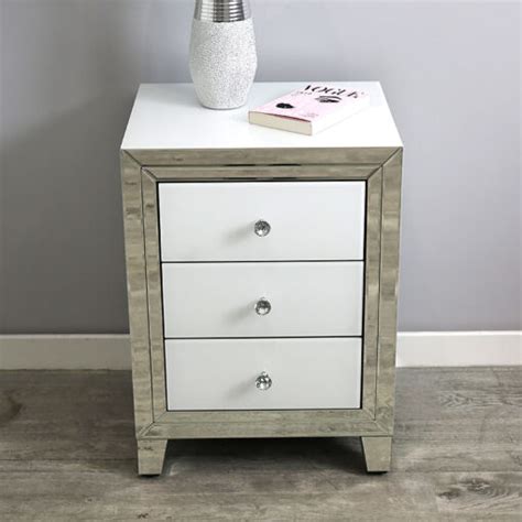 Madison White Glass Drawer Mirrored Bedside Cabinet Picture Perfect