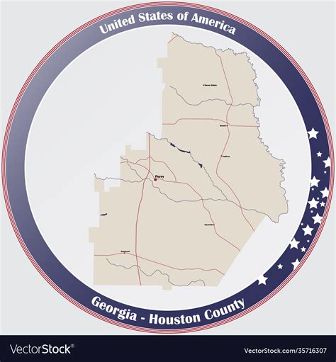 Map houston county in georgia Royalty Free Vector Image