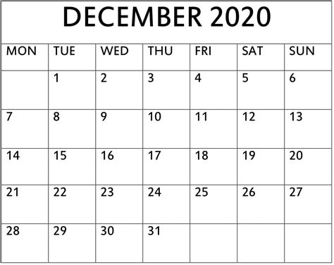 Get December 2020 Calendar A4 Calendar Printables Free Blank