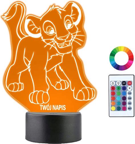 Lampka Nocna Dla Dzieci Simba Król Lew Twój Napis Grawer 3D Led Ceny