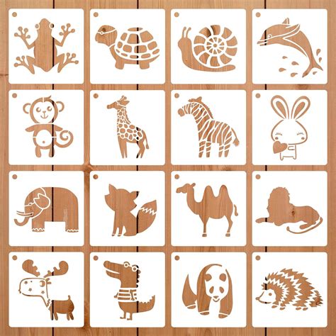 Amazon.com: 16 Pieces Animal Theme Stencils Farm Reusable Painting ...