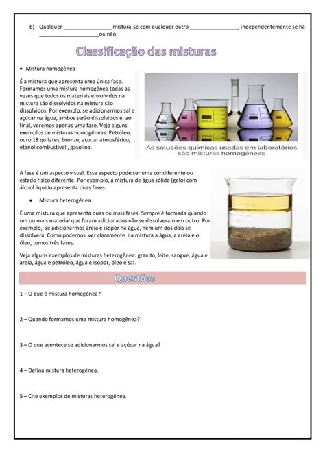 Ci Ncias Misturas Atividades De Ci Ncias Para Trabalhar Misturas