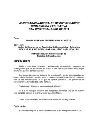 Normas Vii Jornadas Nacionales De Investigaci N Human Stica Y Educativa