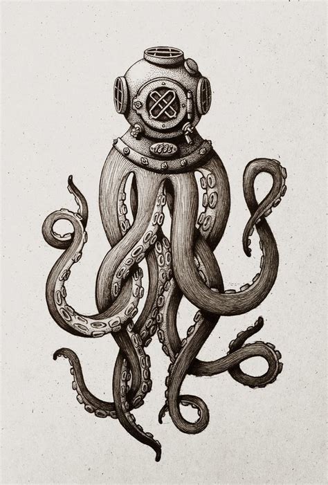 Realistic Octopus Drawing At Explore Collection Of