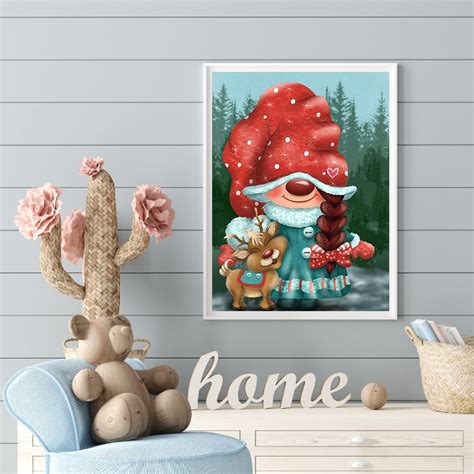 Christmas Gnome Girl Canvas Full Round Or Square Drill Diamond Painting