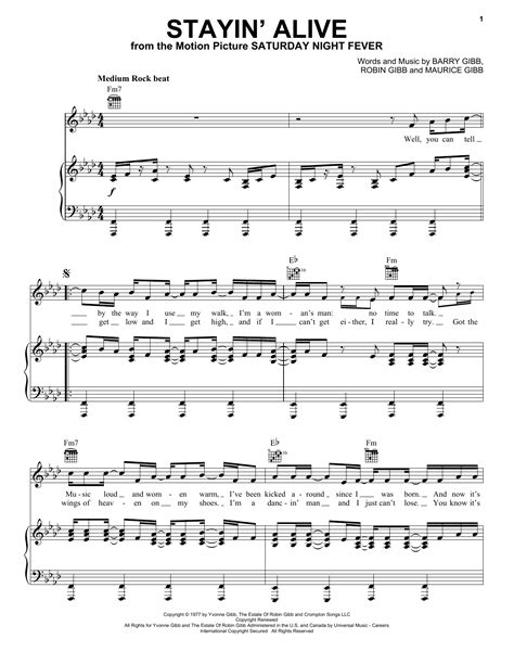 Stayin Alive Sheet Music Direct