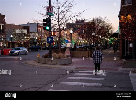 Lawrence, Kansas. Main street of downtown Lawrence decorated for the ...