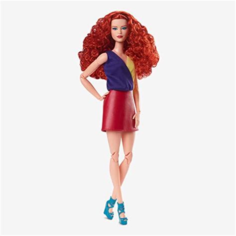 Barbie Looks Doll With Curly Red Hair Dressed In Color Block Top And