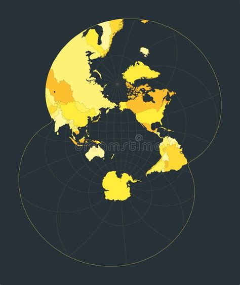 Mappa Mondiale Proiezione Stereografica Modificata Per Illustrazione