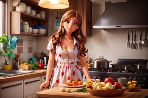 Premium Ai Image Pinup Girl In The Kitchen With Vegetables Pinup Girl