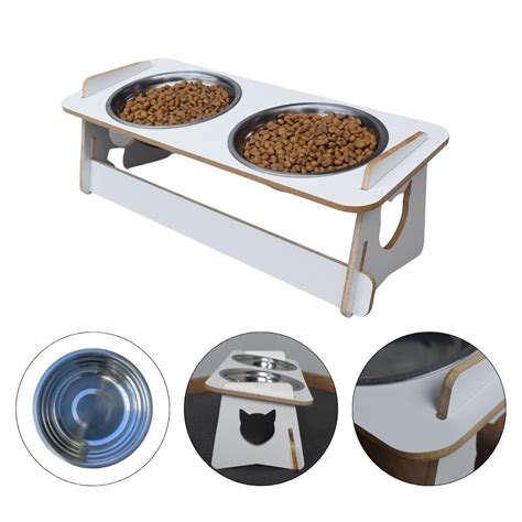 Comedouro Gato Elevado Duplo Pet Tigela Ra O Inox Saud Vel Branco