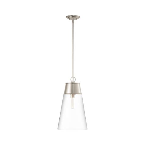 Filament Design 1 Light Brushed Nickel Pendant With Clear Glass Shade 12 Inch The Home Depot