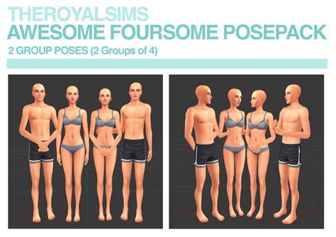 The Royal Sims Theroyalsims Awesome Foursome Pose Pack Hello