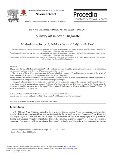 (PDF) Military Art in Avar Khaganate