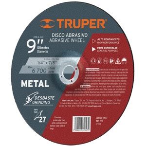 12565 ABT 774 TRUPER Disco Tipo 27 De 4 1 2 X 6 4 Mm Para Desbaste