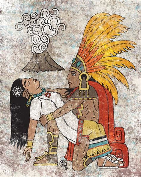 Popocatépetl And Iztaccíhuatl Art Print Mayan Art Aztec Art Mexican