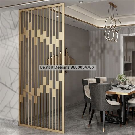 Golden Stainless Steel Partition Screens Pvd Coating Glossy Panel