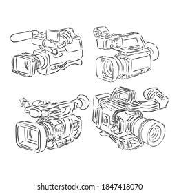 Video Photo Cameras Collection Isolated Illustration Stock Vector