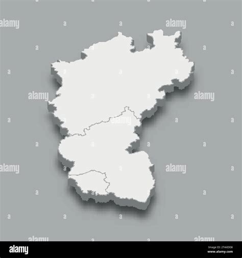 3d Isometric Map Western Region Of Germany Isolated With Shadow Stock