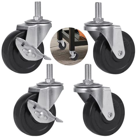 4pcs Stem Caster Wheels 3 Heavy Duty Omnidirectional Swivel Casters