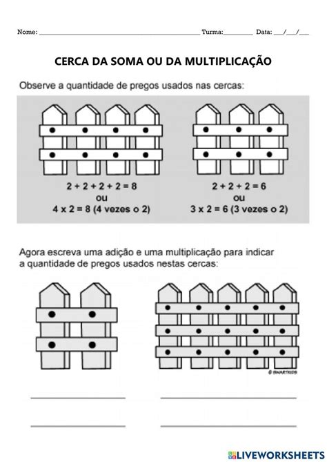 E Soma Ou Multiplica - Matemática - soma e multiplicação worksheet | Live Worksheets