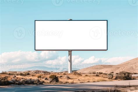 Mockup Billboard Roadside Blue Sky Transparent Background Design