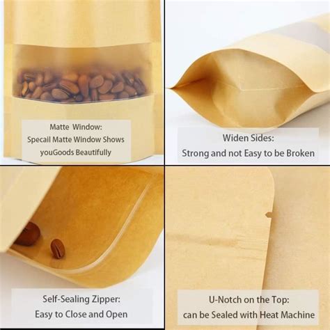 Pi Ces Sachet Kraft Alimentaire Sac Papier Kraft Avec Fenetre