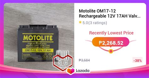 Motolite Om Rechargeable V Ah Valve Regulated Lead Acid Vrla