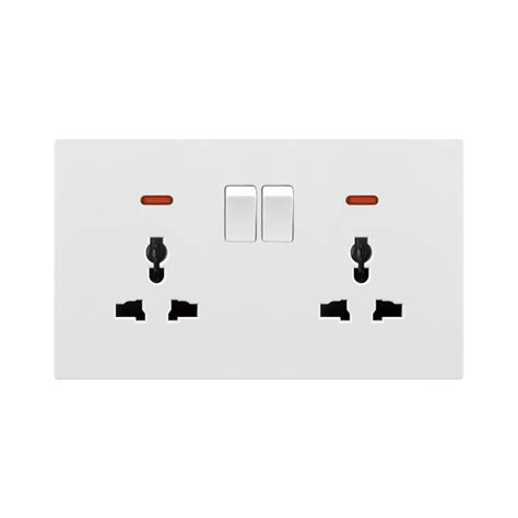 Uk Standard Double Mf Switch Supplies Pc Material Twin Socket With Neon Socket Wall Socket And