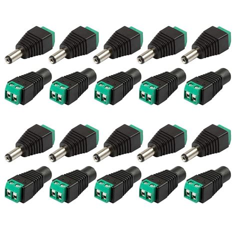 Buy 10 Pairs DC Male and Female Power Connector, 2.1mm X 5.5mm 12V DC ...