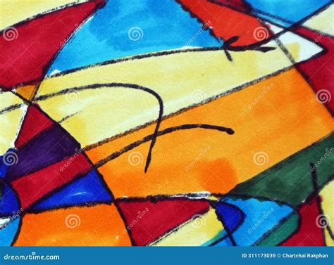 Art Drawing Abstract Copic Marker Geometric Shape Stock Illustration