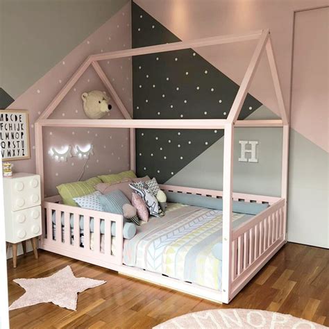 Cama Casinha Montessoriana Fam Lia Solteiro Madeira Pinus Laqueada