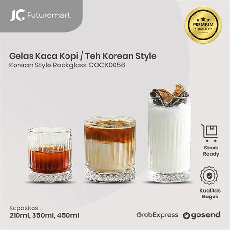 Jual Gelas Kaca Kopi Teh Minuman Dingin Rockglass Korean Style Qy1477